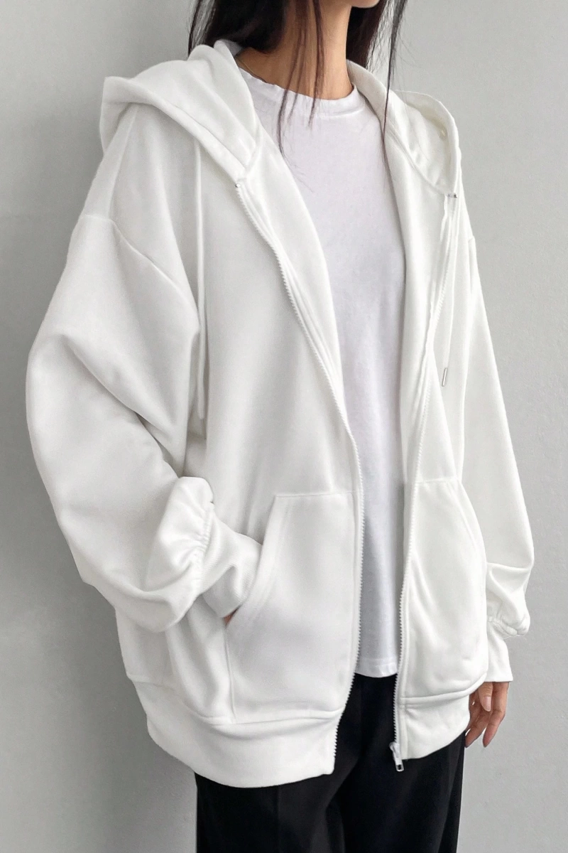 Kadın Renk Bloklu Bağcıklı Yaka Termal Astarlı Kapşonlu Sweatshirt, Uzun Kollu Üstler Model 5196