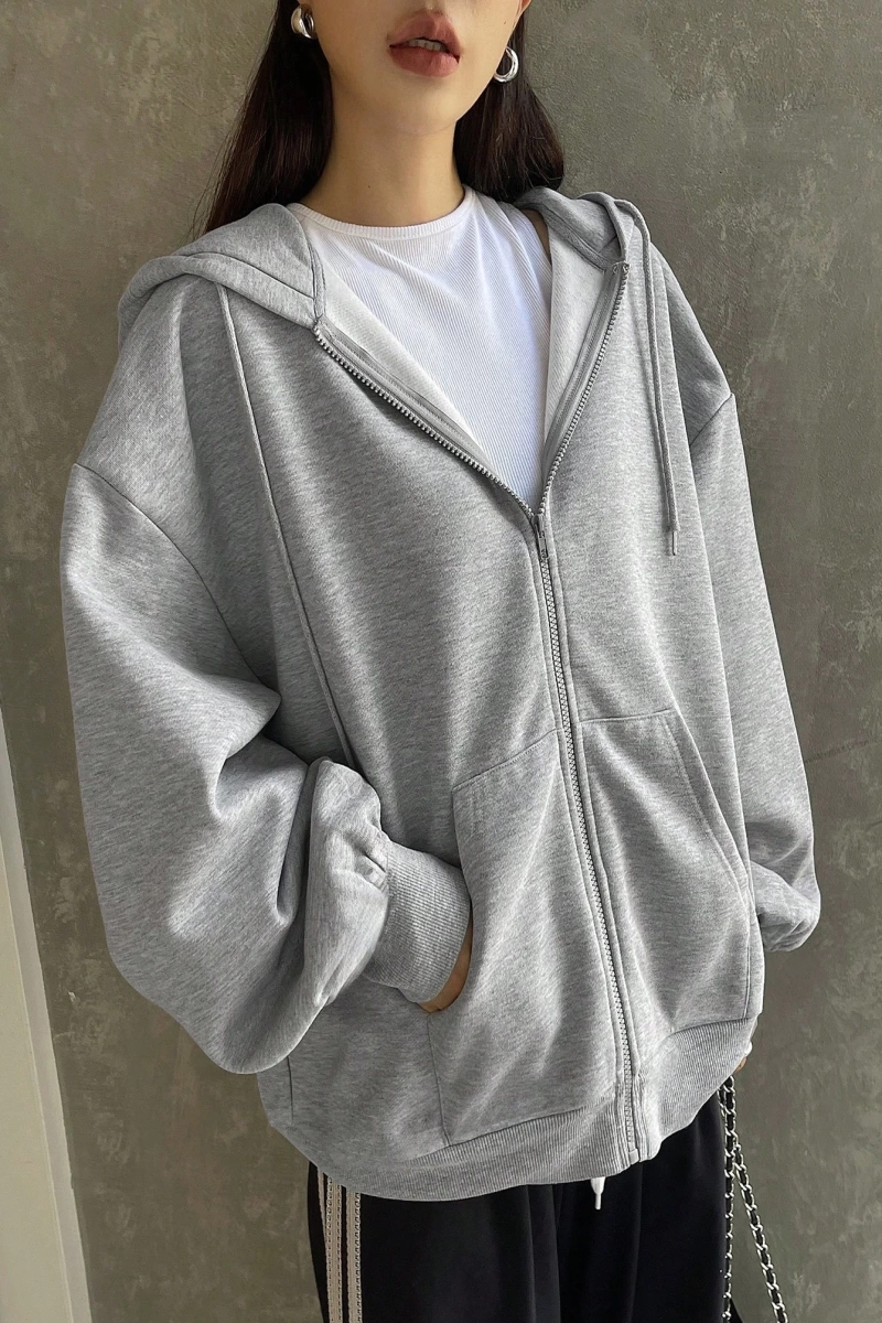 Kadın Renk Bloklu Bağcıklı Yaka Termal Astarlı Kapşonlu Sweatshirt, Uzun Kollu Üstler Model 5196