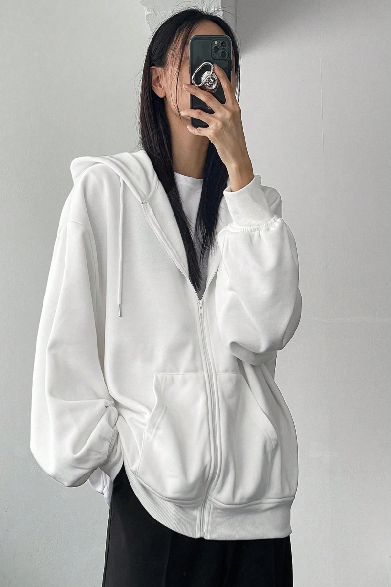 Kadın Renk Bloklu Bağcıklı Yaka Termal Astarlı Kapşonlu Sweatshirt, Uzun Kollu Üstler Model 5196