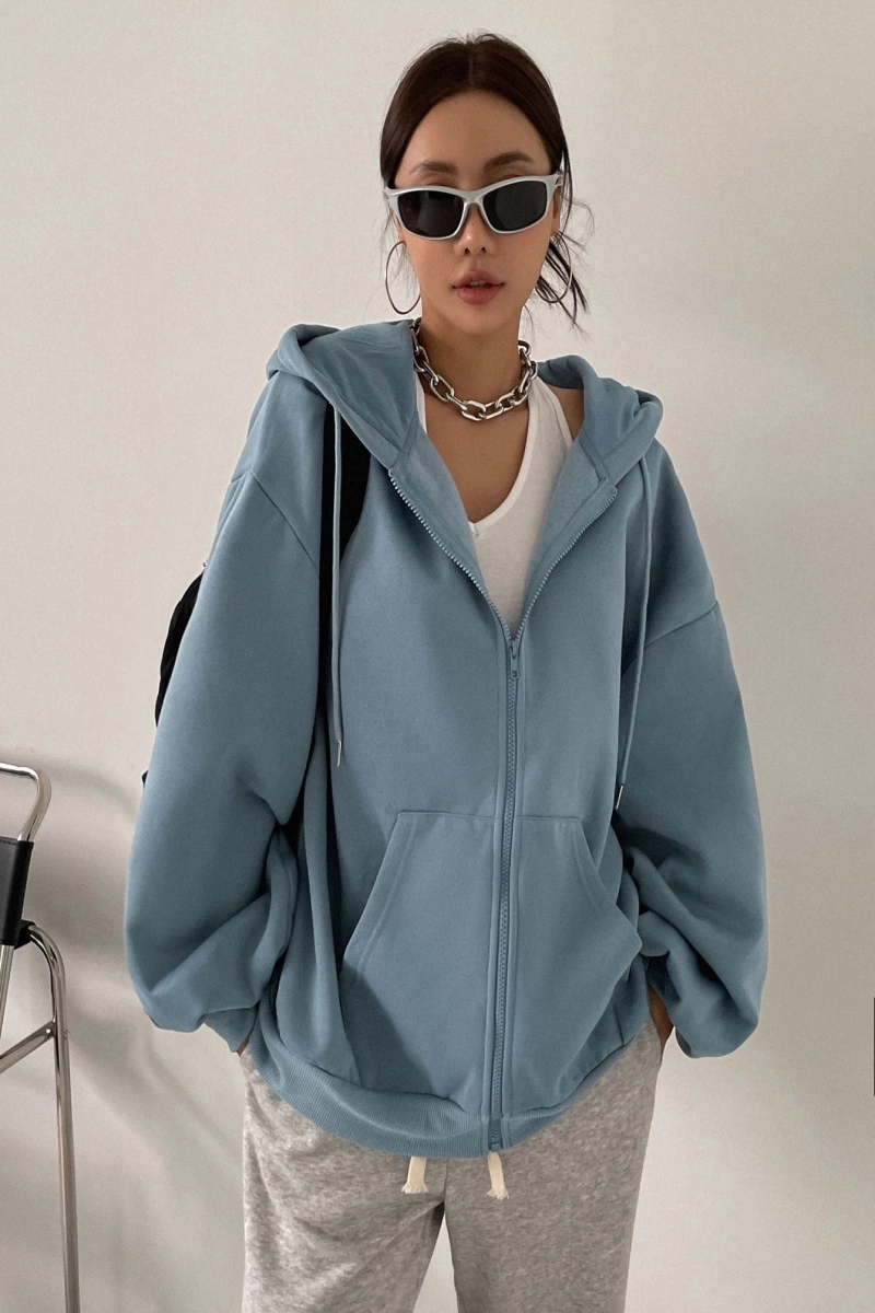 Kadın Renk Bloklu Bağcıklı Yaka Termal Astarlı Kapşonlu Sweatshirt, Uzun Kollu Üstler Model 5196