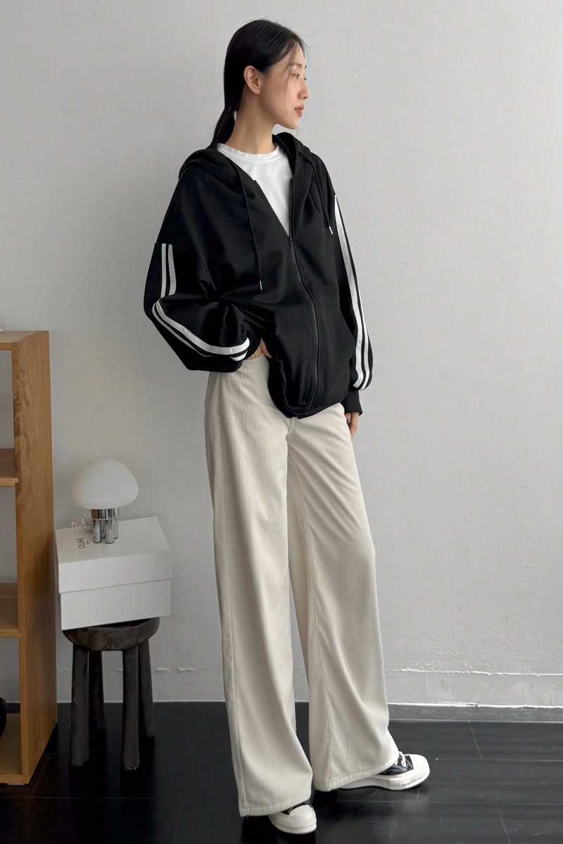 Kadın Renk Bloklu Bağcıklı Yaka Termal Astarlı Kapşonlu Sweatshirt, Uzun Kollu Üstler Model 5196