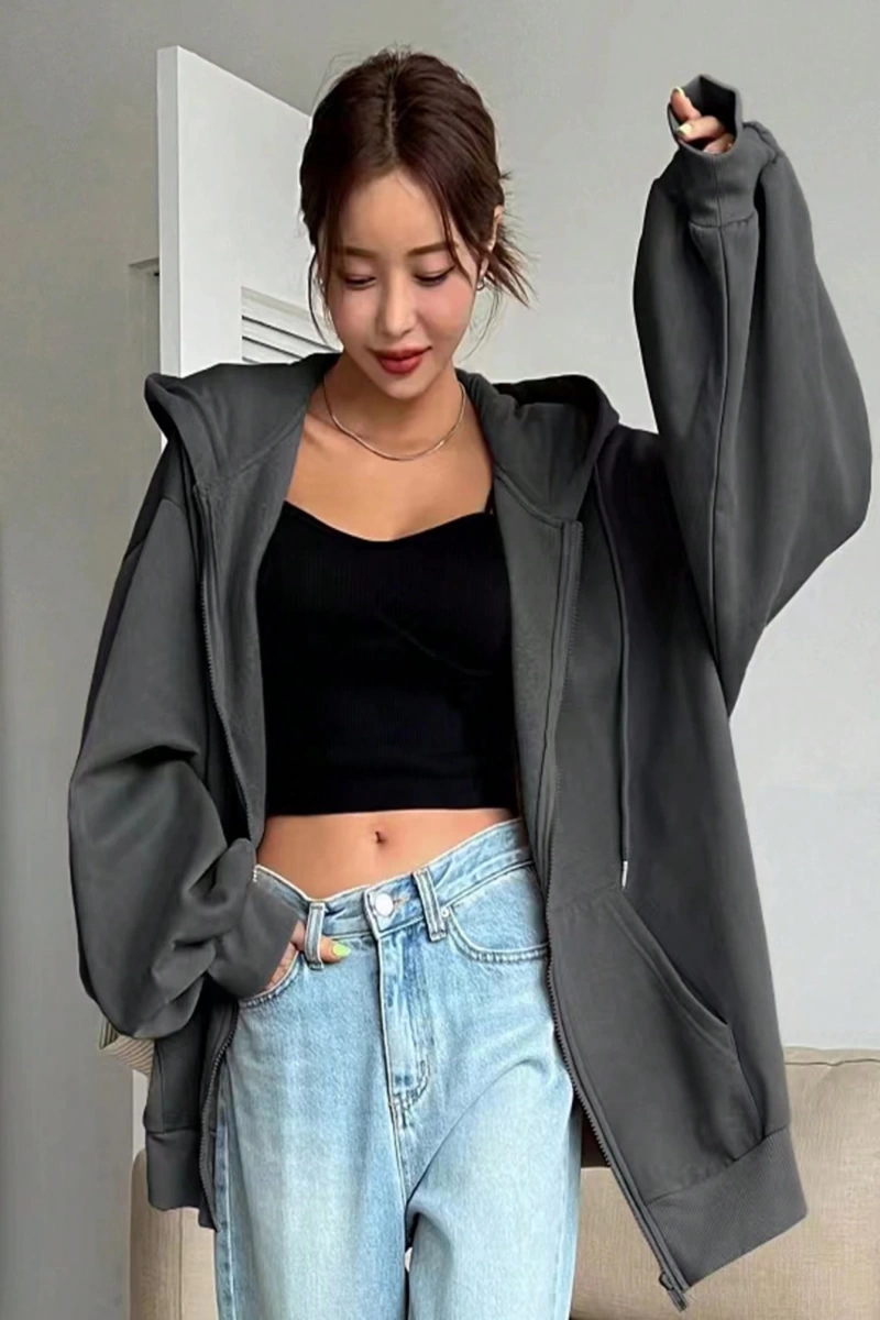 Kadın Renk Bloklu Bağcıklı Yaka Termal Astarlı Kapşonlu Sweatshirt, Uzun Kollu Üstler Model 5196