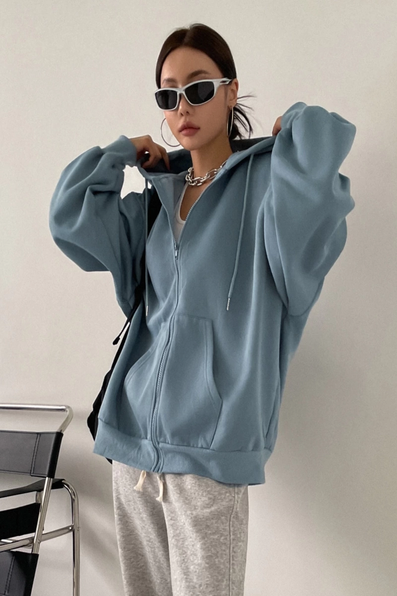 Kadın Renk Bloklu Bağcıklı Yaka Termal Astarlı Kapşonlu Sweatshirt, Uzun Kollu Üstler Model 5196