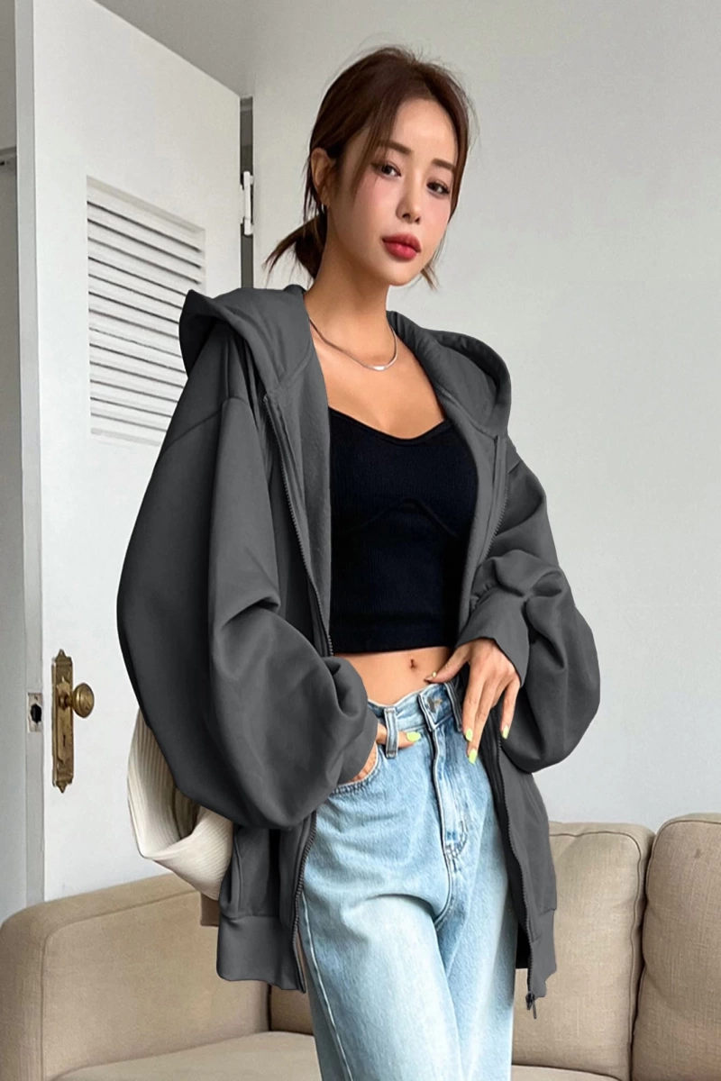 Kadın Renk Bloklu Bağcıklı Yaka Termal Astarlı Kapşonlu Sweatshirt, Uzun Kollu Üstler Model 5196