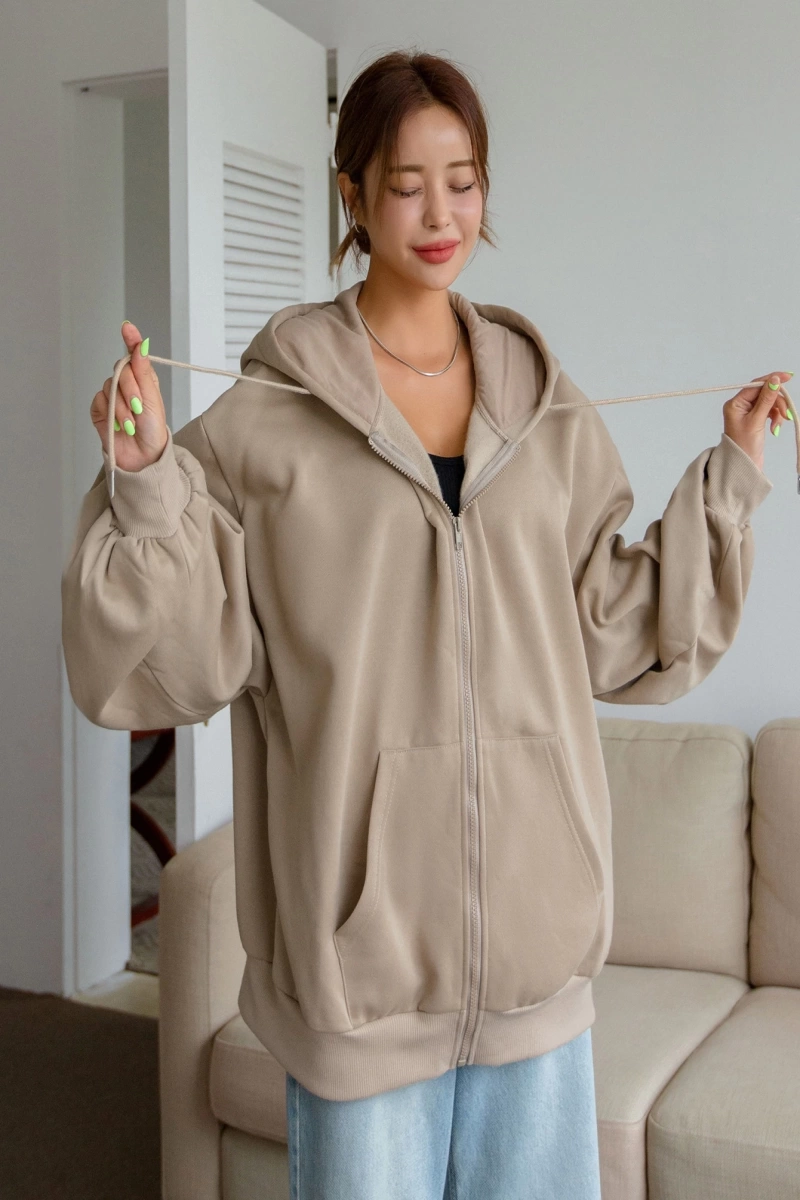 Kadın Renk Bloklu Bağcıklı Yaka Termal Astarlı Kapşonlu Sweatshirt, Uzun Kollu Üstler Model 5196