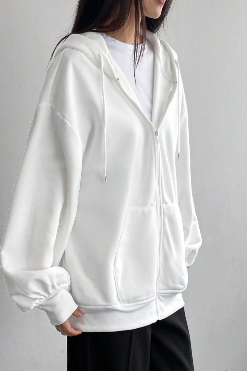 Kadın Renk Bloklu Bağcıklı Yaka Termal Astarlı Kapşonlu Sweatshirt, Uzun Kollu Üstler Model 5196