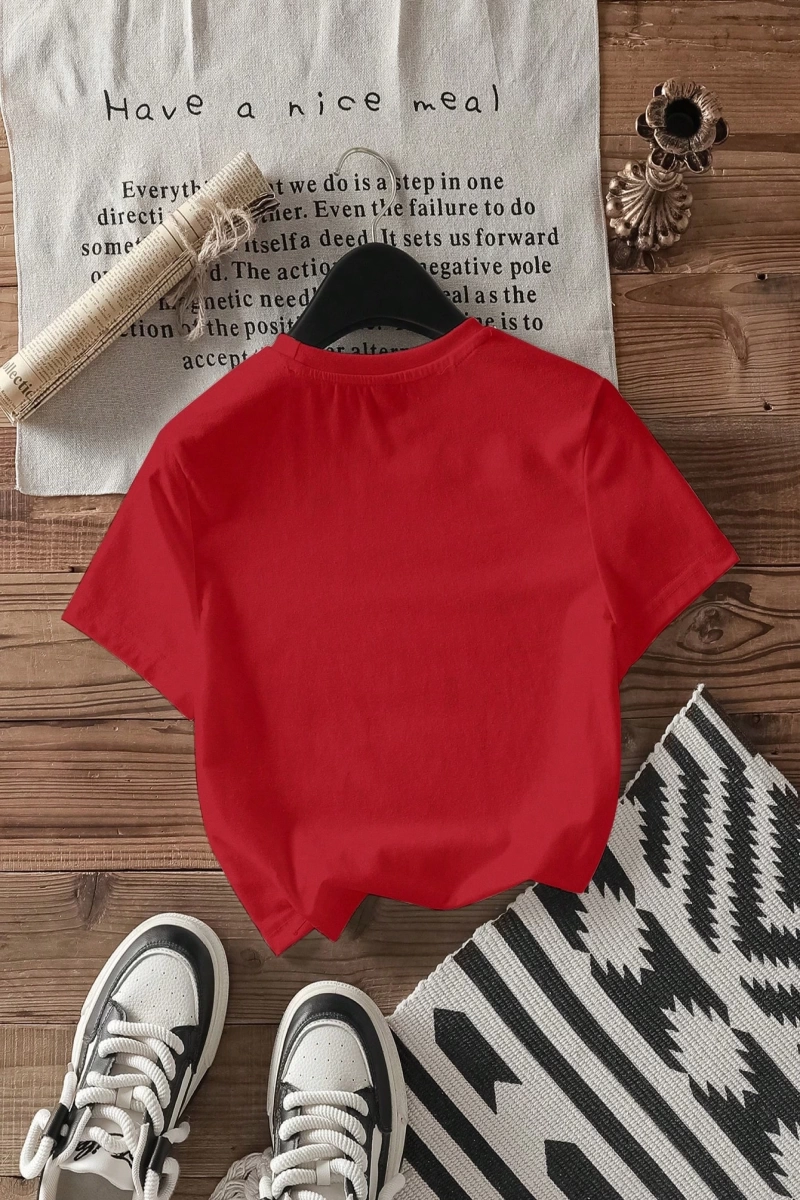 Kadın Renkli Yıldız Baskılı Kısa Kollu Tişört, Moda