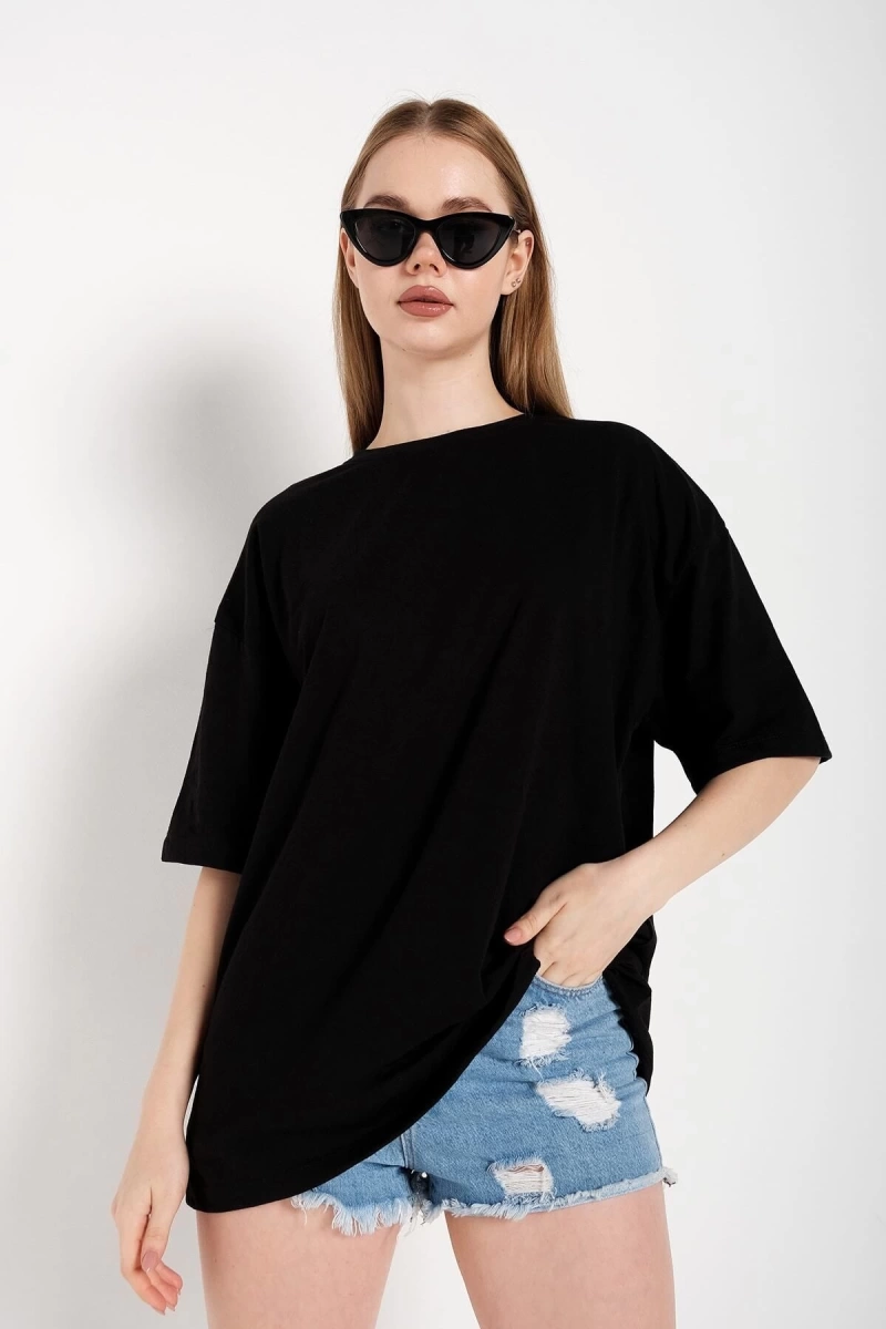 Kadın Siyah Oversize T-shirt