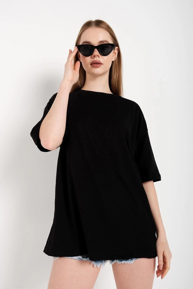 Kadın Siyah Oversize T-shirt
