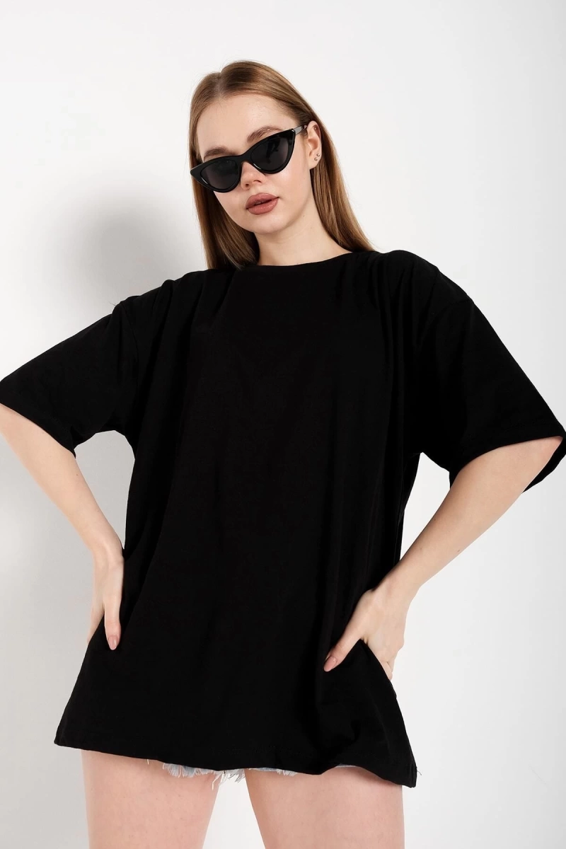 Kadın Siyah Oversize T-shirt