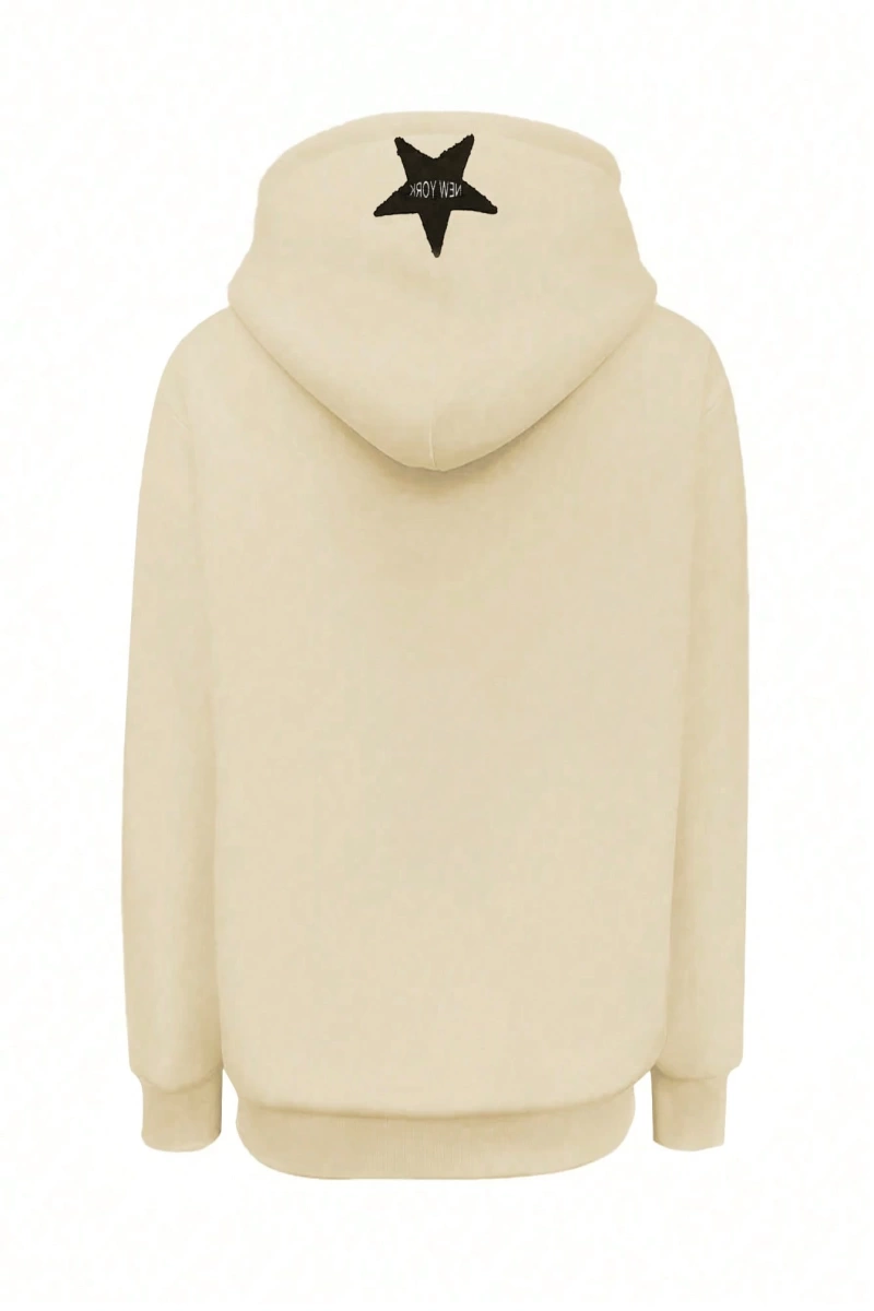 Kadın Sonbahar Ve Kış Mektup Baskılı Fermuarlı Pat Uzun Kollu Kapşonlu Sweatshirt, Uzu Model 5132