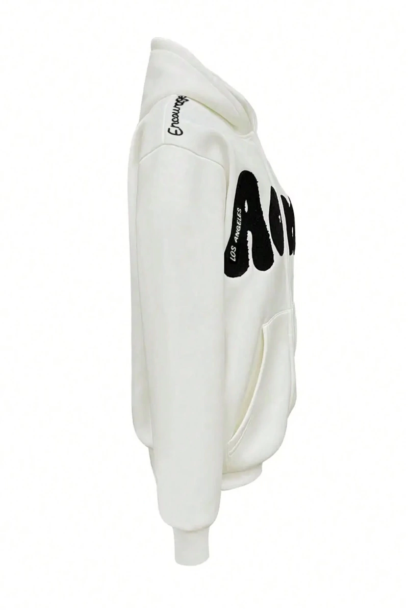 Kadın Sonbahar Ve Kış Mektup Baskılı Fermuarlı Pat Uzun Kollu Kapşonlu Sweatshirt, Uzu Model 5132