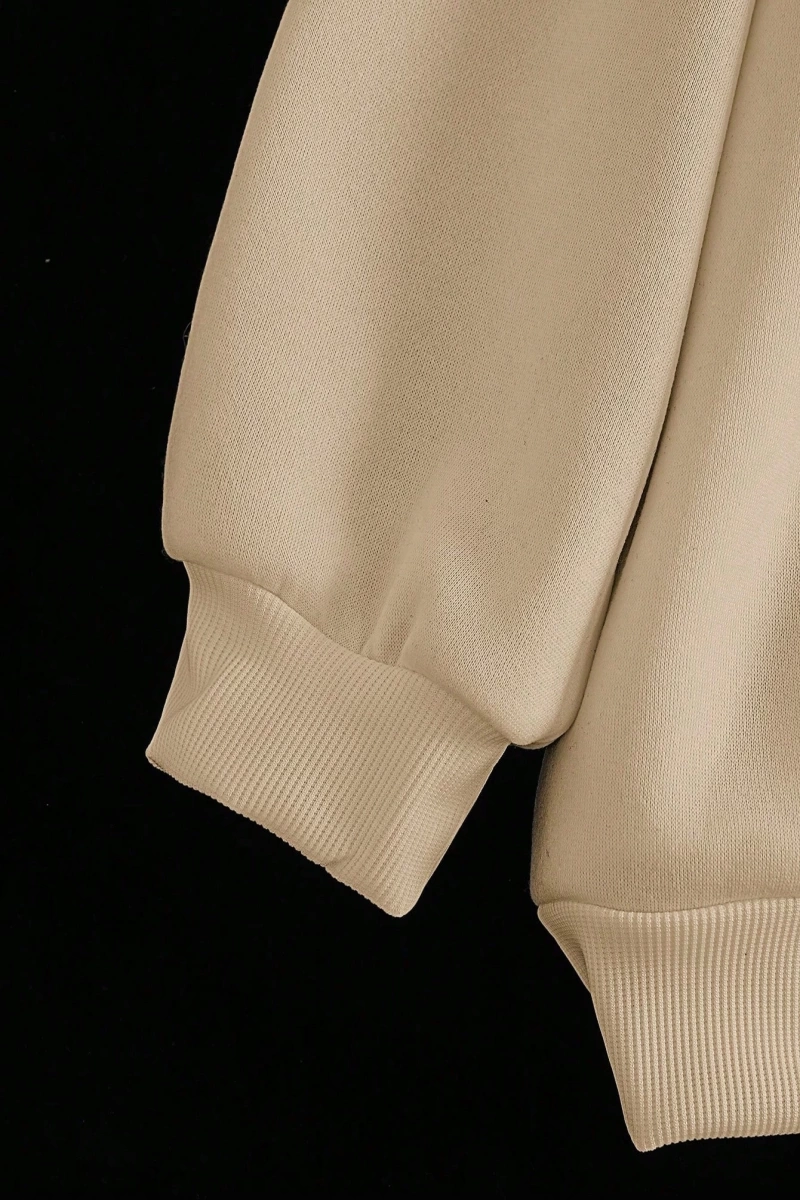 Kadın Sonbahar Ve Kış Mektup Baskılı Fermuarlı Pat Uzun Kollu Kapşonlu Sweatshirt, Uzu Model 5132