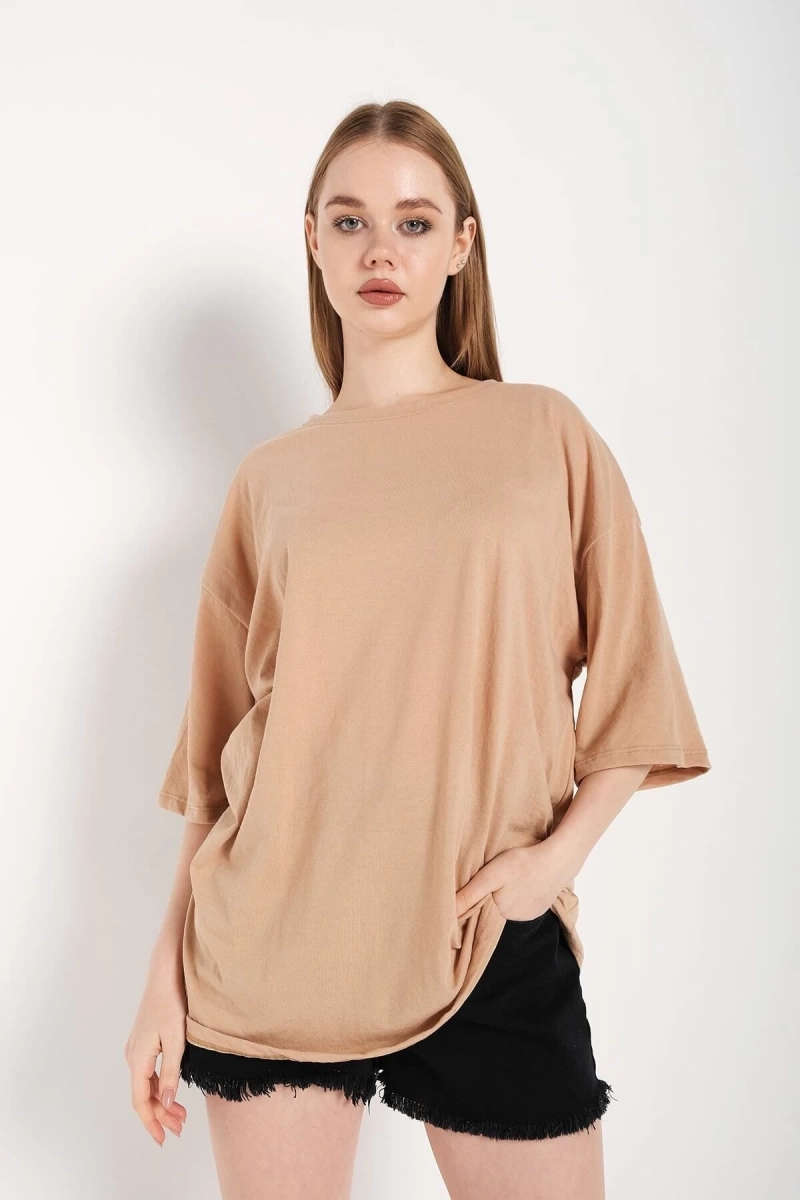 Kadın Vizon Oversize T-shirt