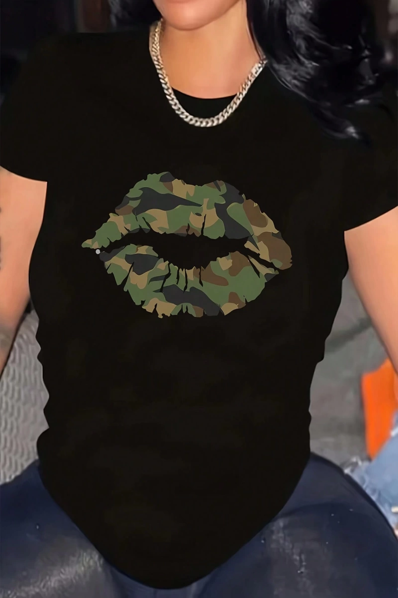 Kadın Yaz Sokak Modası Kırmızı Kovboy Çizmesi Grafik Baskılı Mürettebat Yaka Tişört, Batı Tar