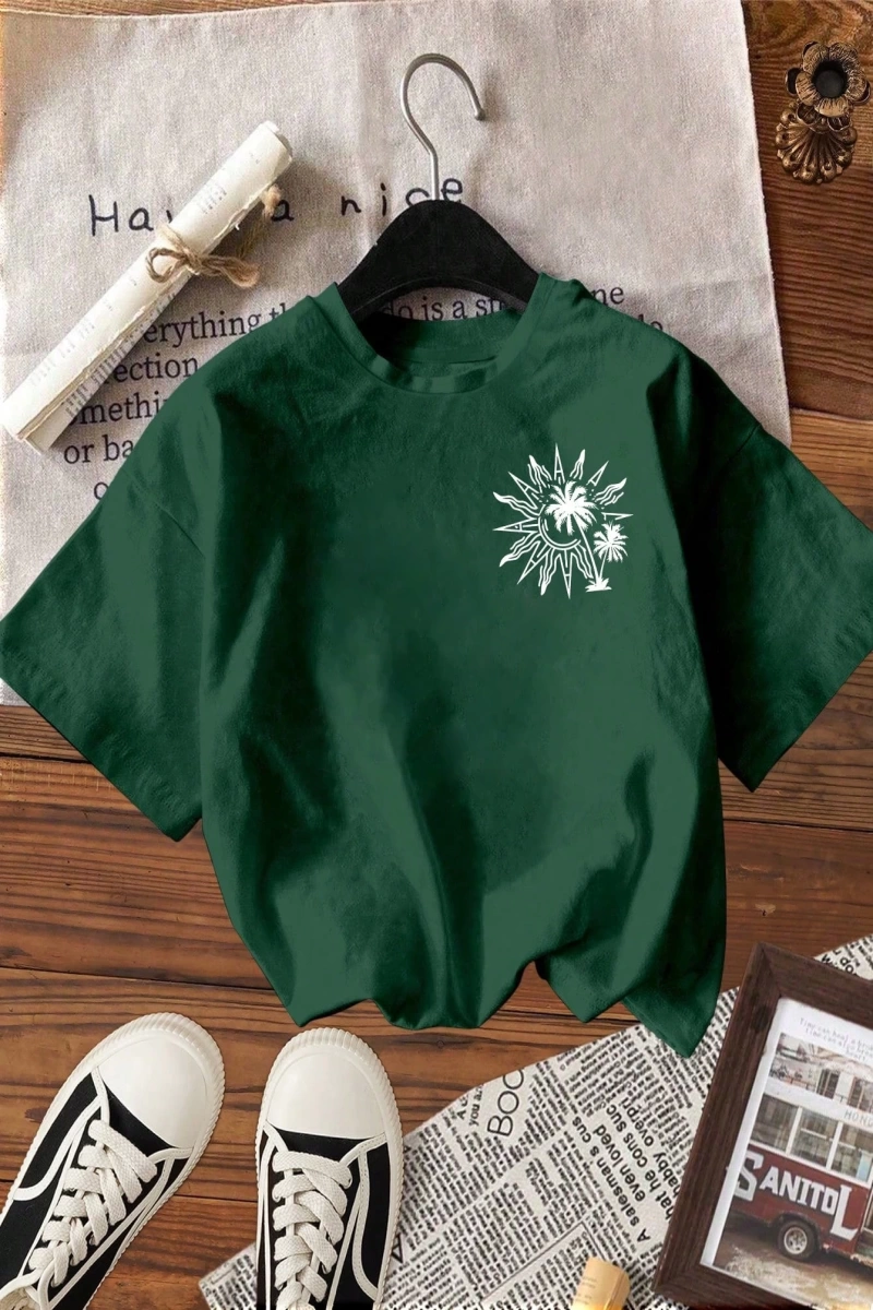 Kadın Yaz Yeni Minimalist Kiraz Ve Slogan Baskılı Rahat Tatil Stili Gevşek Ve Çok Yönlü Yuvar