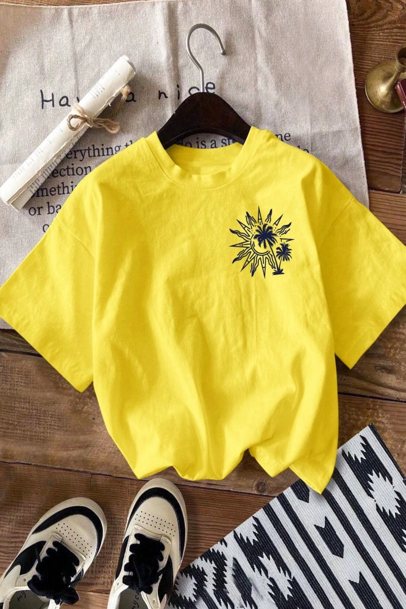 Kadın Yaz Yeni Minimalist Kiraz Ve Slogan Baskılı Rahat Tatil Stili Gevşek Ve Çok Yönlü Yuvar