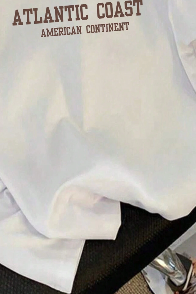 Kadın Yaz Yeni Minimalist Kiraz Ve Slogan Baskılı Rahat Tatil Stili Gevşek Ve Çok Yönlü Yuvar