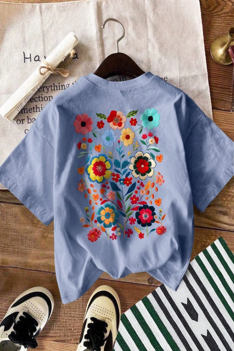 Kadın Yazlık Mektup Kiraz Desenli Yuvarlak Yakalı Tişört Tatil Giyimleri İçin Grafik Tişörtle