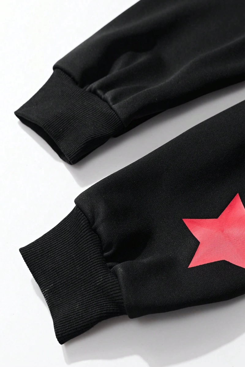 Kadın Yıldız ve Harf Baskılı Bol Kesim Kapüşonlu Sweatshirt, Sonbahar Model 5187