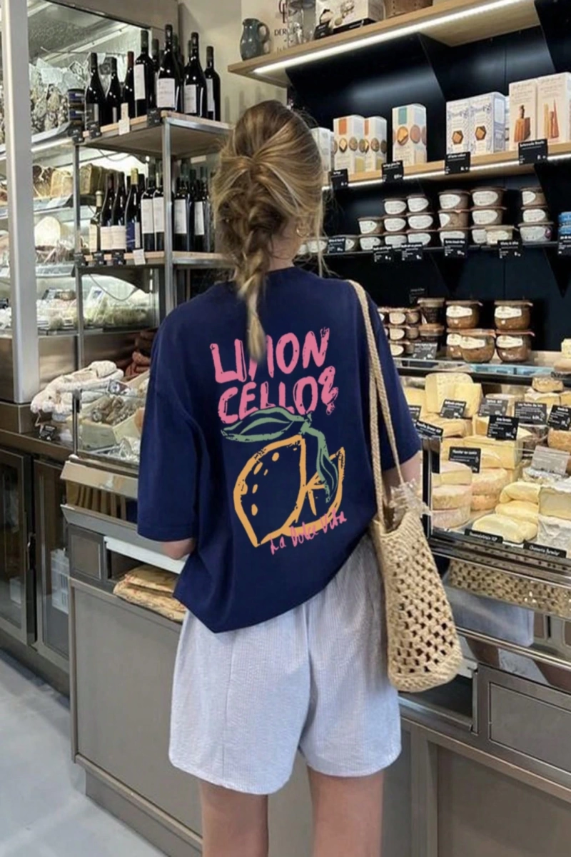 Kadınlar Günlük Mektup Baskılı Yuvarlak Yaka Tişört, Yaz İçin Moda ve Çok Yönlü