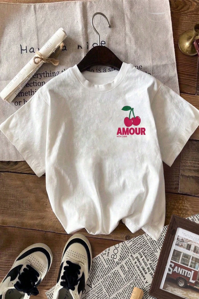 Kadınlar için Rahat Yuvarlak Yaka Kısa Kollu Tişört Retro Batı/Kovboy Rodeo Baskılı, BOHO Üst