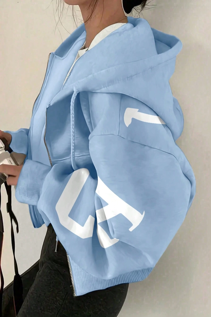 Kapşonlu Sweatshirt Polarlı Sweatshirt, Bol Kesim Kısa Ceket, Sonbahar/Kış, Üç Çeyrek  Model 5133