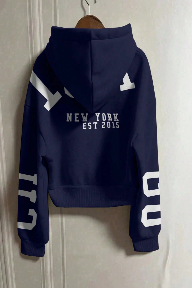 Kapşonlu Sweatshirt Polarlı Sweatshirt, Bol Kesim Kısa Ceket, Sonbahar/Kış, Üç Çeyrek  Model 5133