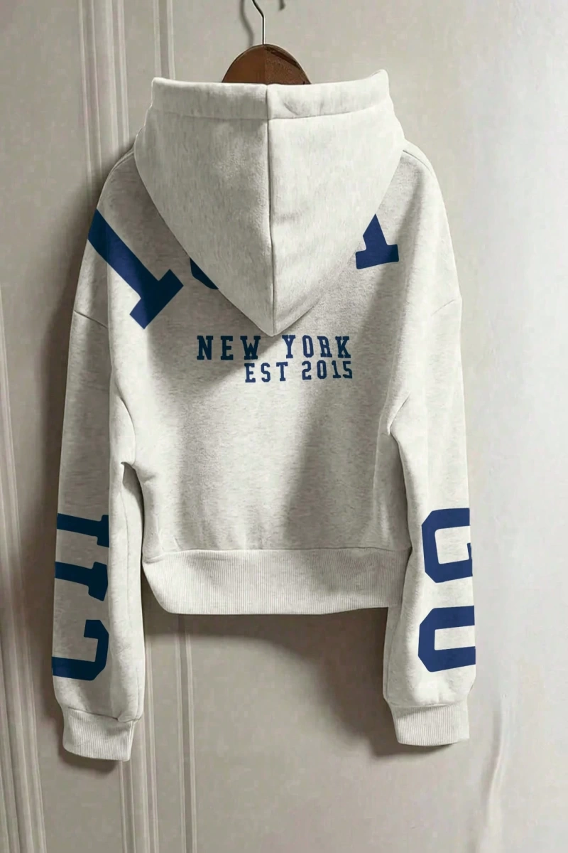 Kapşonlu Sweatshirt Polarlı Sweatshirt, Bol Kesim Kısa Ceket, Sonbahar/Kış, Üç Çeyrek  Model 5133