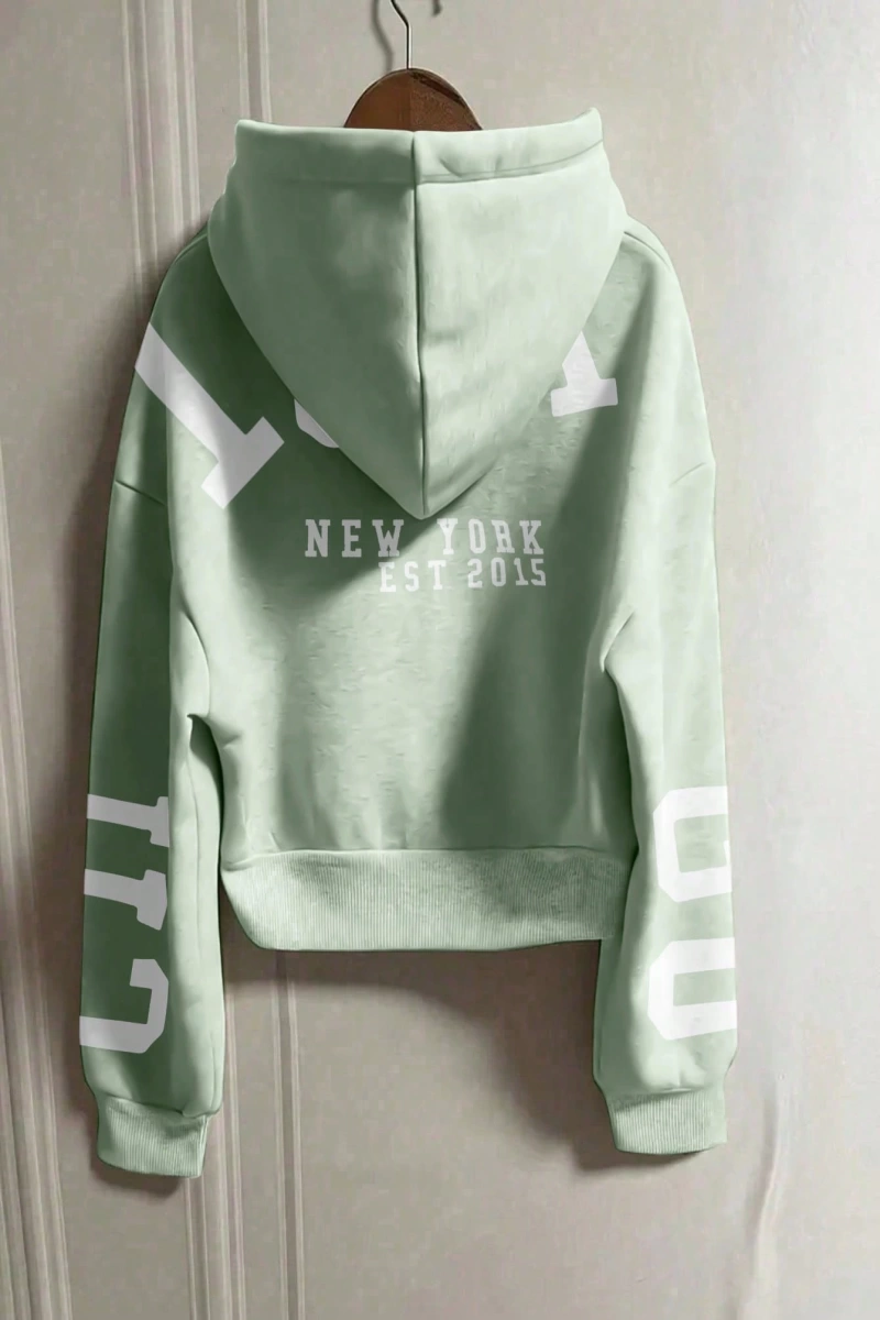Kapşonlu Sweatshirt Polarlı Sweatshirt, Bol Kesim Kısa Ceket, Sonbahar/Kış, Üç Çeyrek  Model 5133