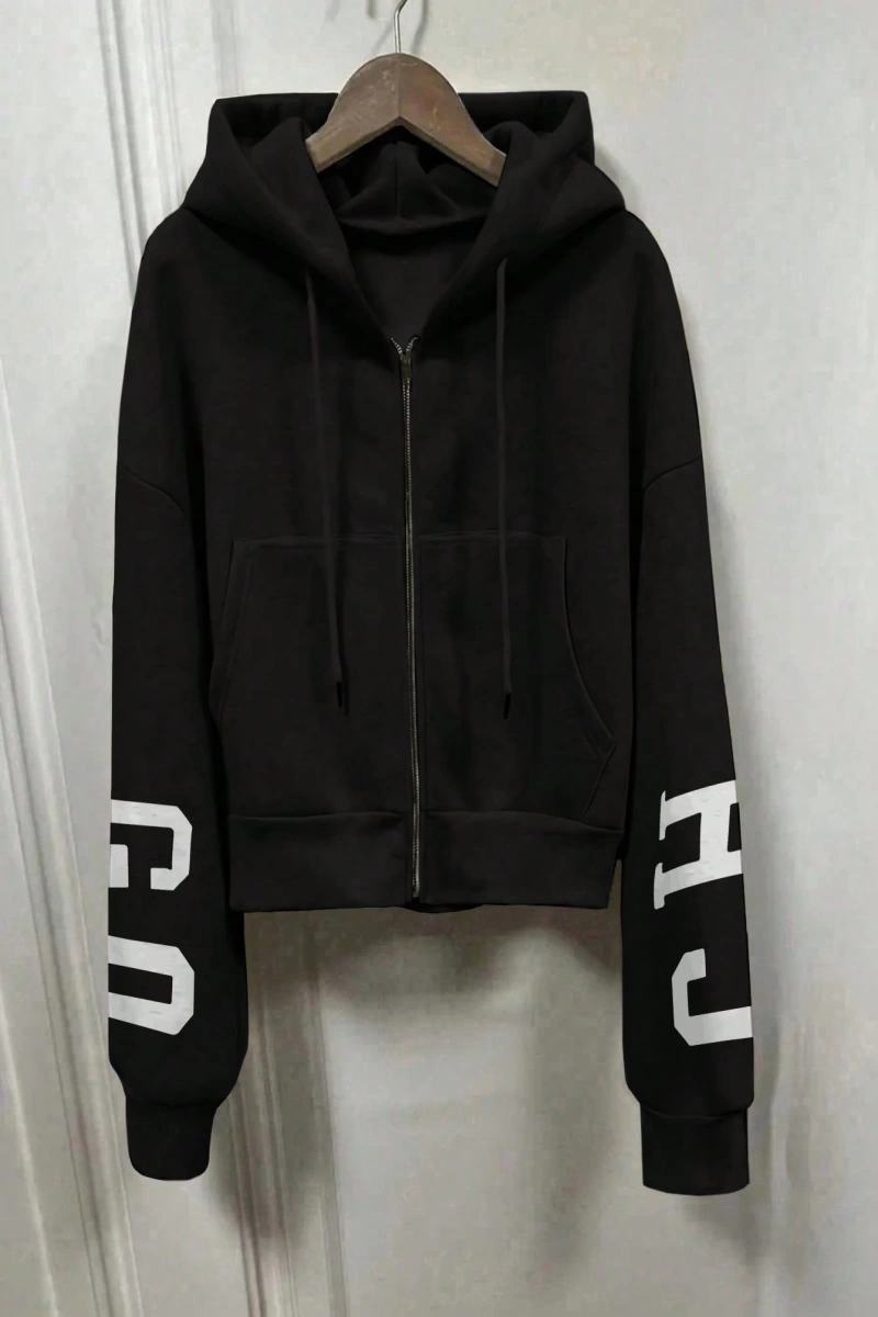 Kapşonlu Sweatshirt Polarlı Sweatshirt, Bol Kesim Kısa Ceket, Sonbahar/Kış, Üç Çeyrek  Model 5133