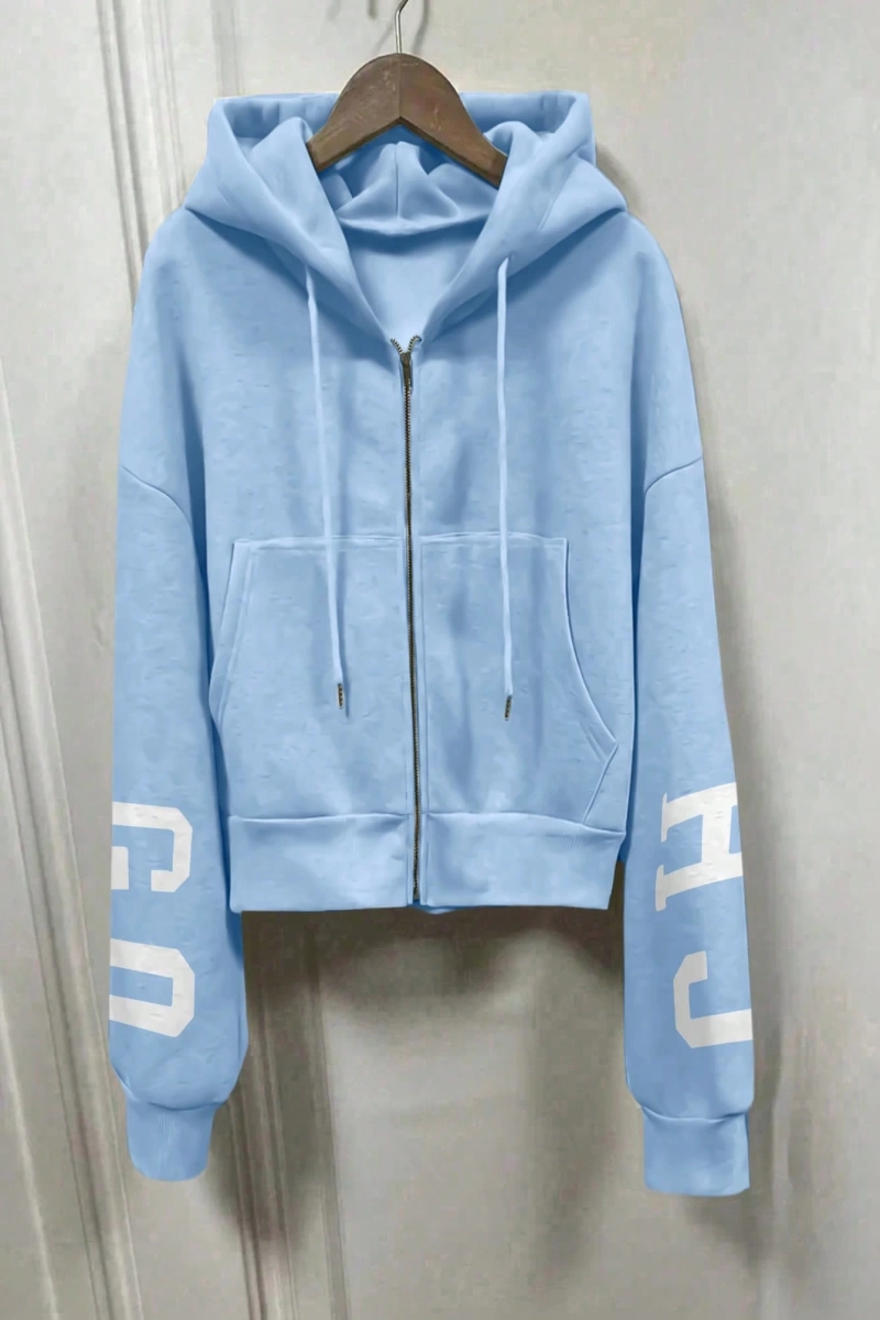 Kapşonlu Sweatshirt Polarlı Sweatshirt, Bol Kesim Kısa Ceket, Sonbahar/Kış, Üç Çeyrek  Model 5133