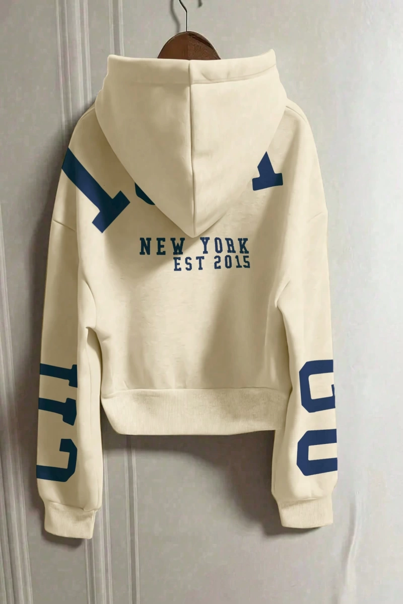 Kapşonlu Sweatshirt Polarlı Sweatshirt, Bol Kesim Kısa Ceket, Sonbahar/Kış, Üç Çeyrek  Model 5163