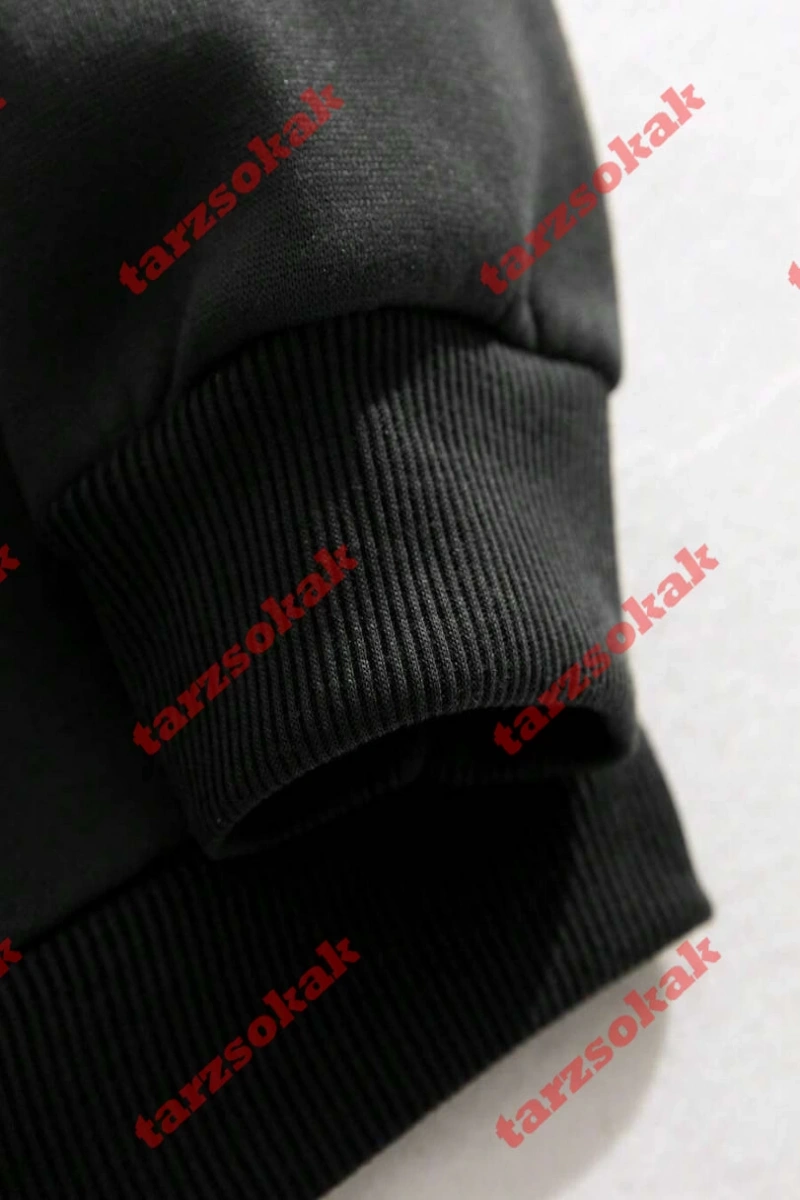 Kapşonlu Sweatshirt Siyah  A HARFİ  İSME Özel Tasarım