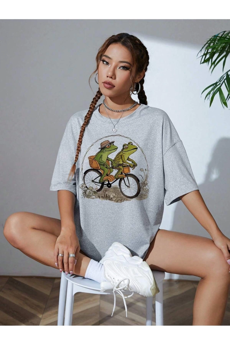 Karikatür ve Grafik tasarım Oversize T-shirt Cartoon/Letter serisi kod102