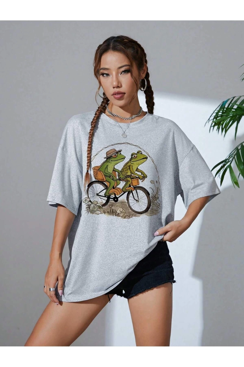Karikatür ve Grafik tasarım Oversize T-shirt Cartoon/Letter serisi kod102