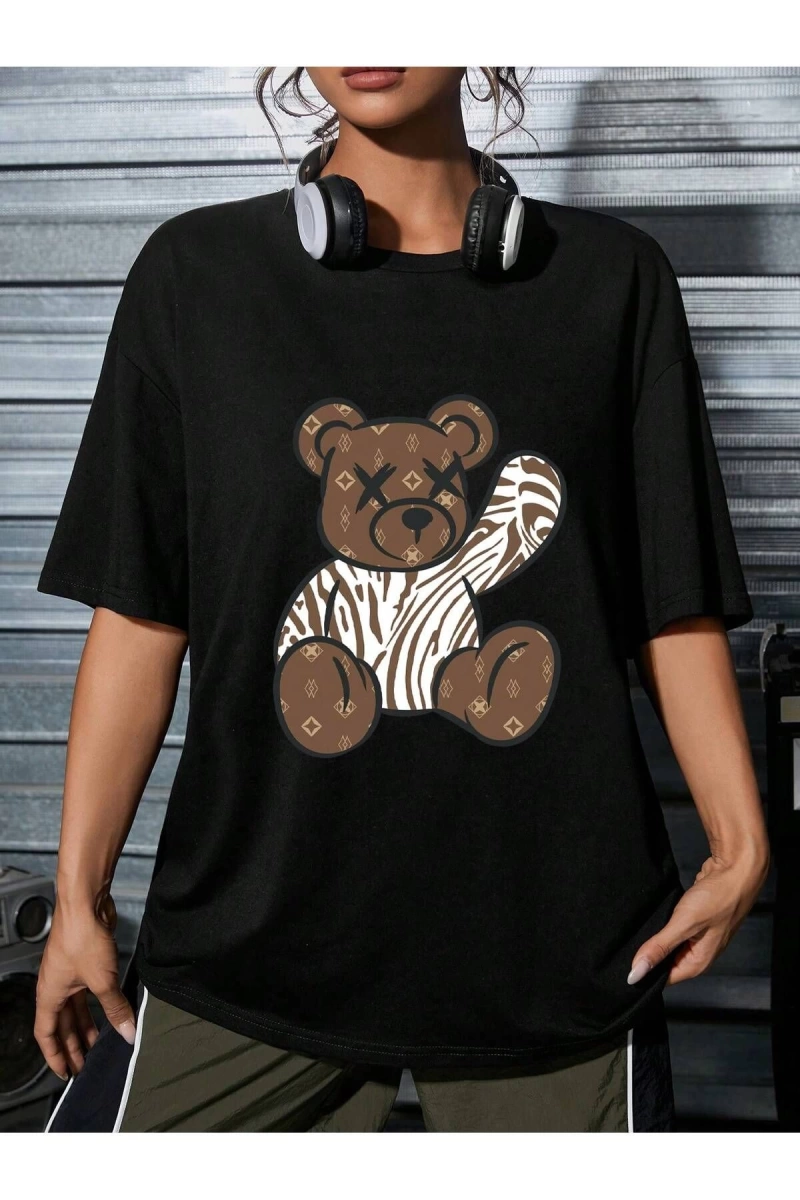 Karikatür ve Grafik tasarım Oversize T-shirt Cartoon/Letter serisi kod104