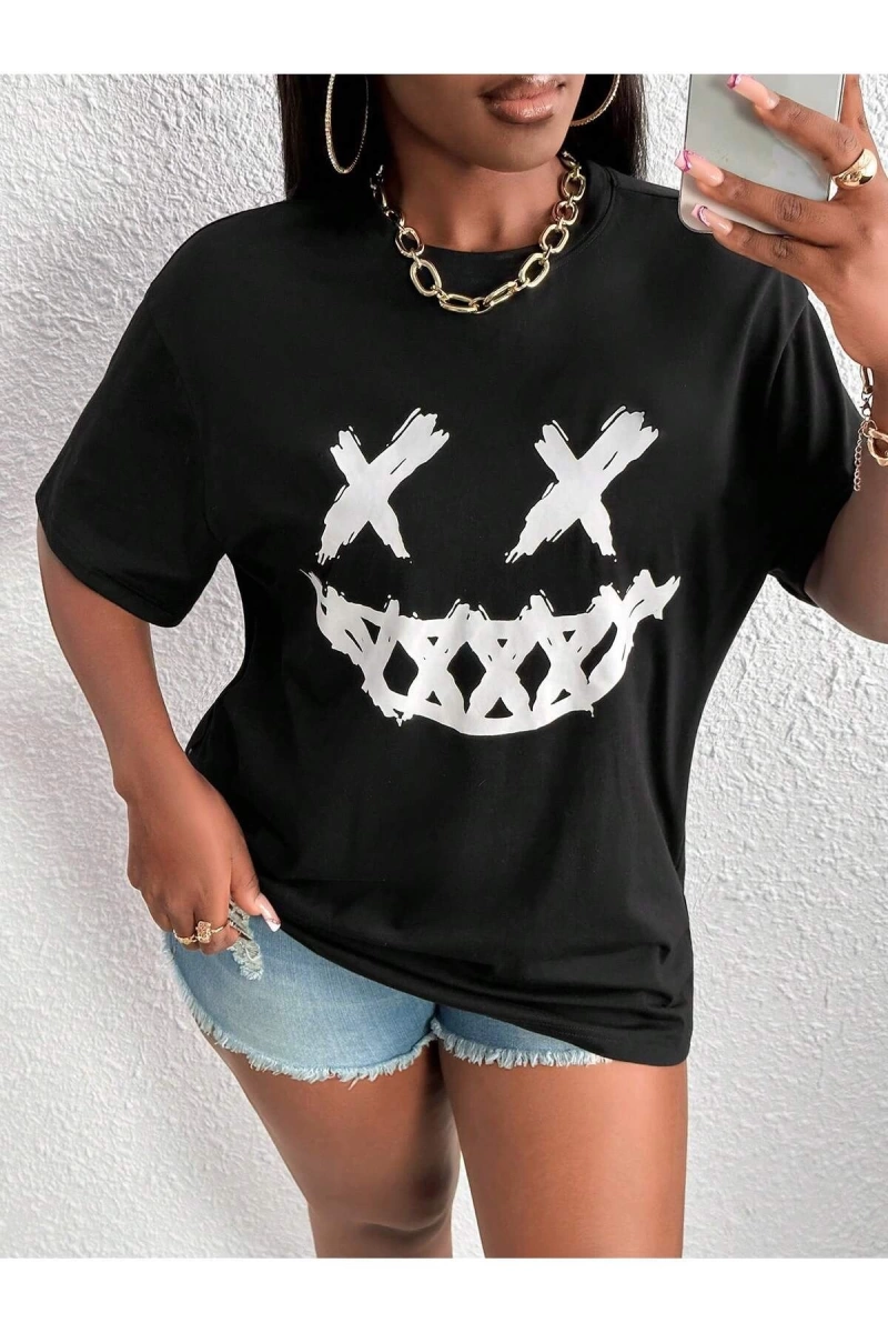 Karikatür ve Grafik tasarım Oversize T-shirt Cartoon/Letter serisi kod105