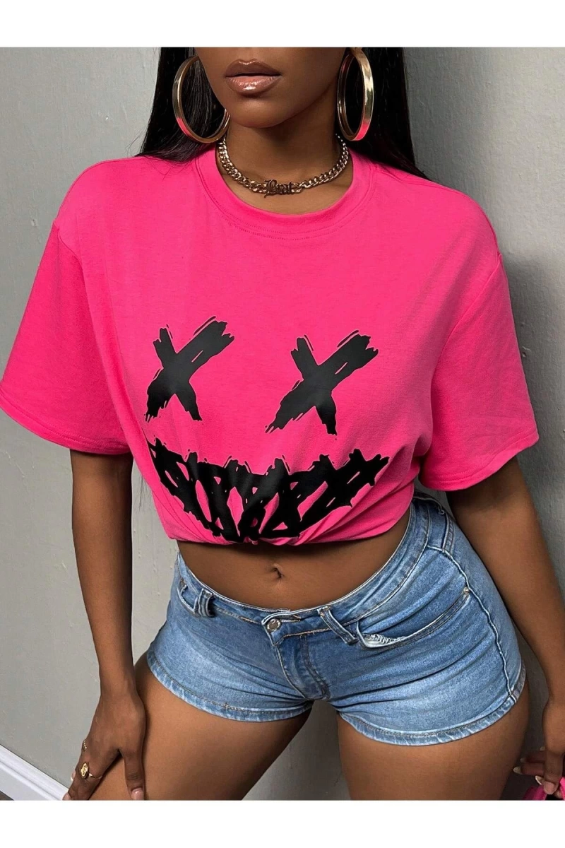 Karikatür ve Grafik tasarım Oversize T-shirt Cartoon/Letter serisi kod106