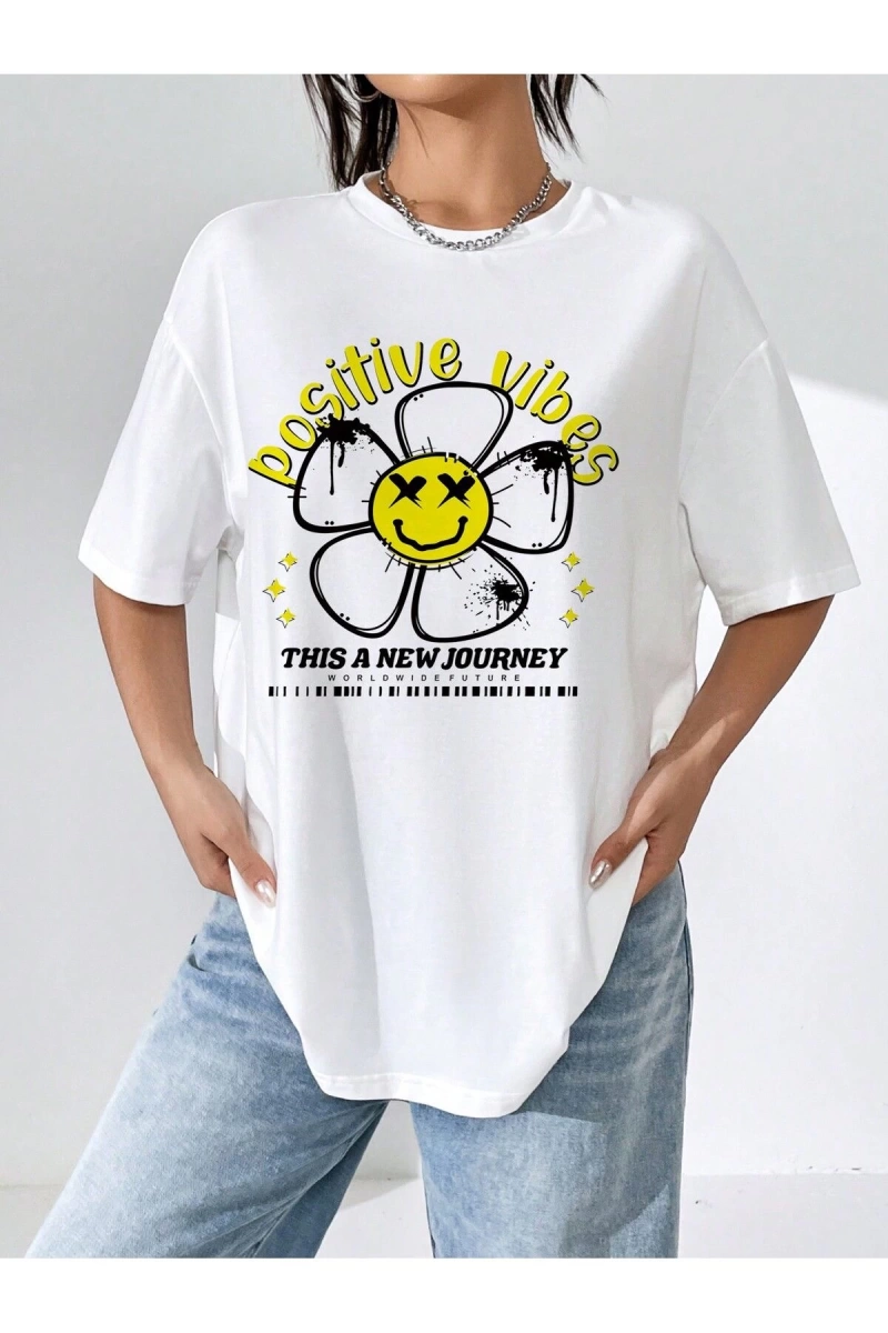 Karikatür ve Grafik tasarım Oversize T-shirt Cartoon/Letter serisi kod120