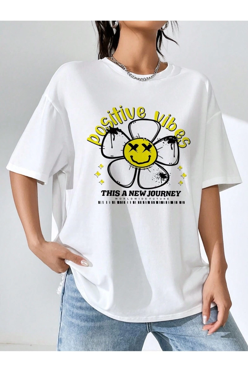 Karikatür ve Grafik tasarım Oversize T-shirt Cartoon/Letter serisi kod120