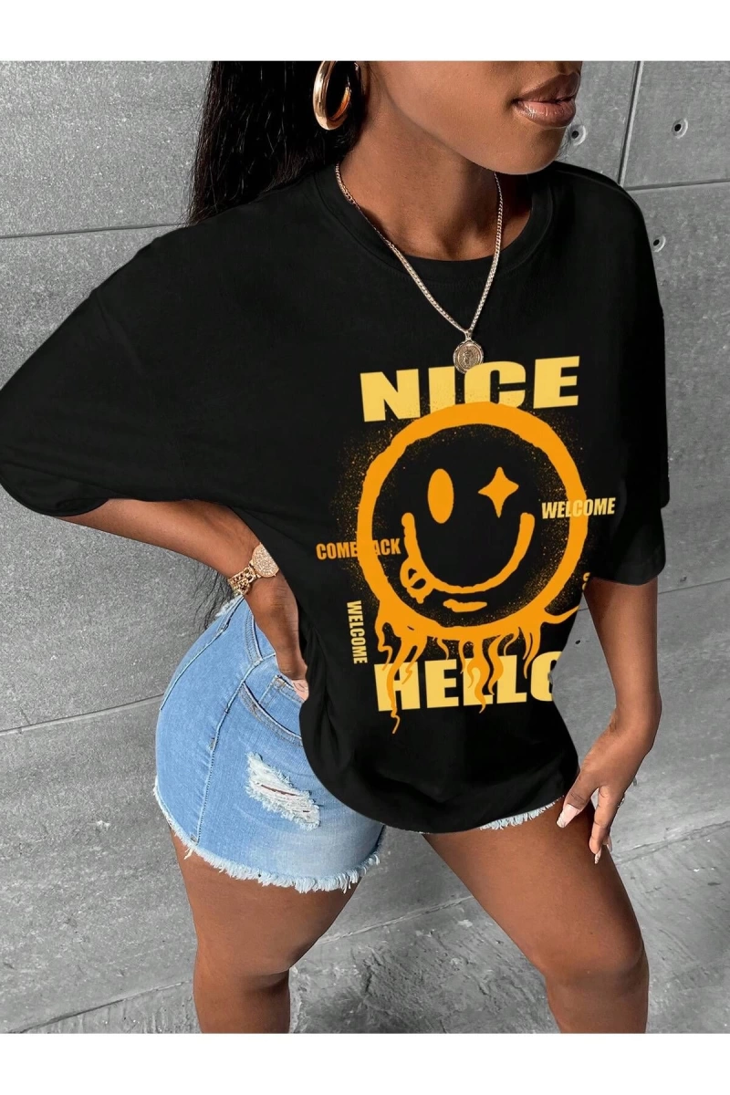 Karikatür ve Grafik tasarım Oversize T-shirt Cartoon/Letter serisi kod121