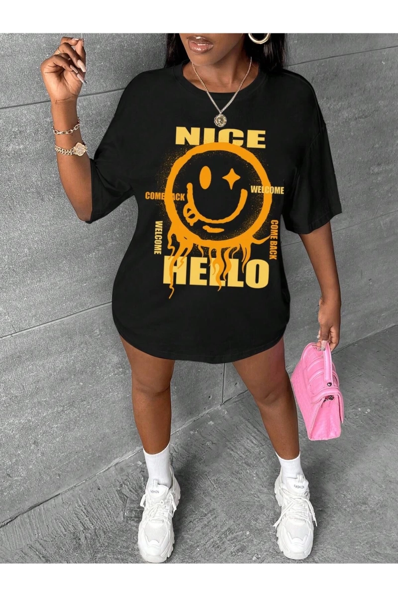 Karikatür ve Grafik tasarım Oversize T-shirt Cartoon/Letter serisi kod121