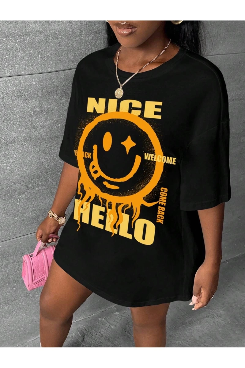 Karikatür ve Grafik tasarım Oversize T-shirt Cartoon/Letter serisi kod121