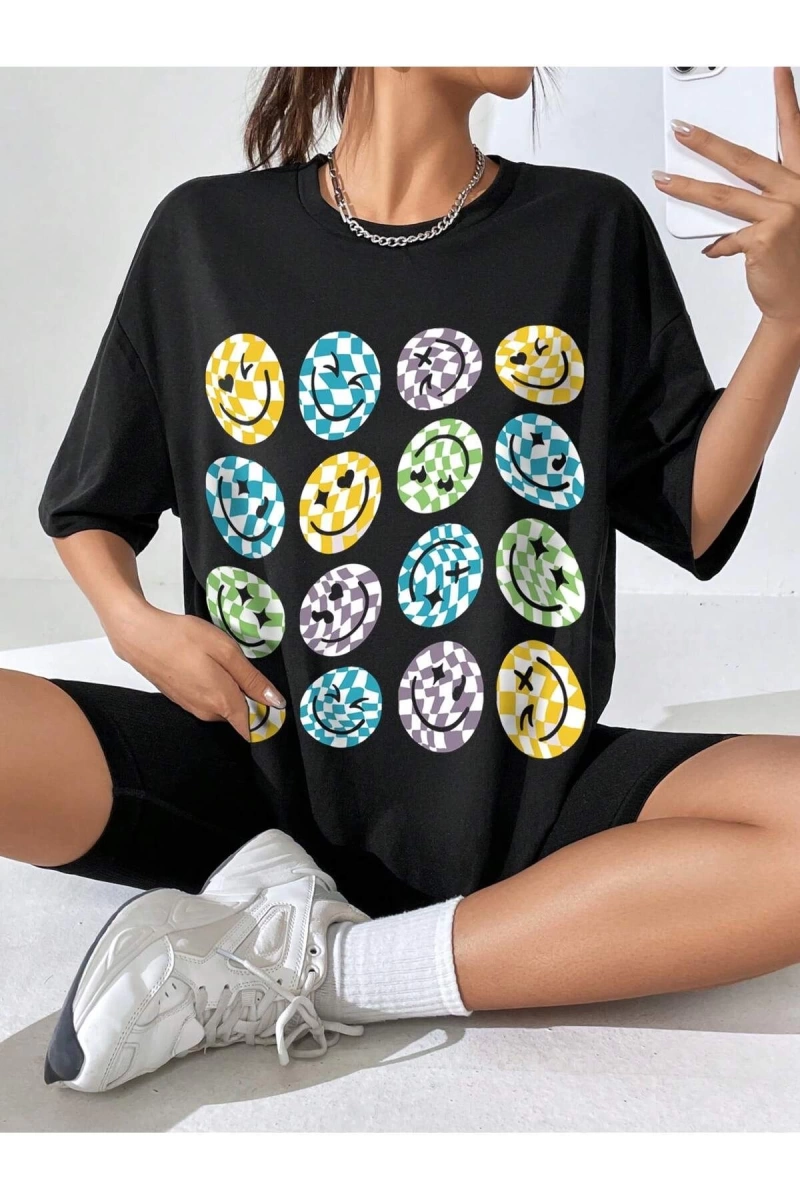 Karikatür ve Grafik tasarım Oversize T-shirt Cartoon/Letter serisi kod124