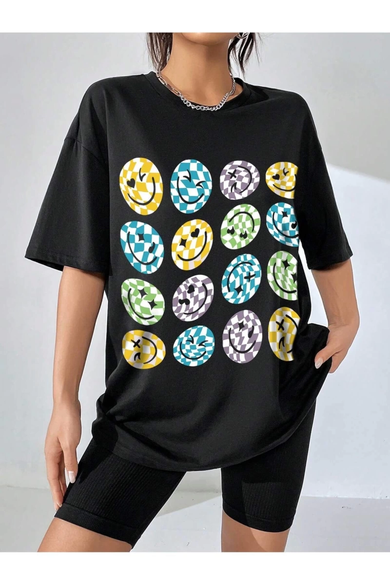 Karikatür ve Grafik tasarım Oversize T-shirt Cartoon/Letter serisi kod124