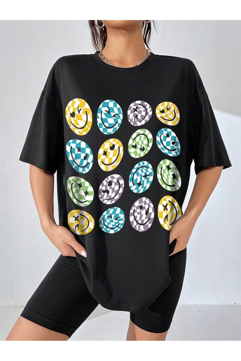 Karikatür ve Grafik tasarım Oversize T-shirt Cartoon/Letter serisi kod124