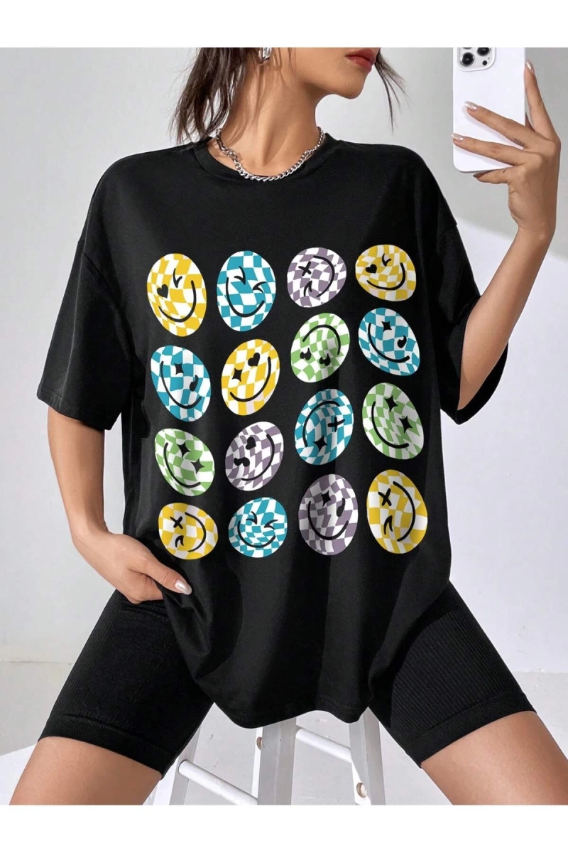 Karikatür ve Grafik tasarım Oversize T-shirt Cartoon/Letter serisi kod124