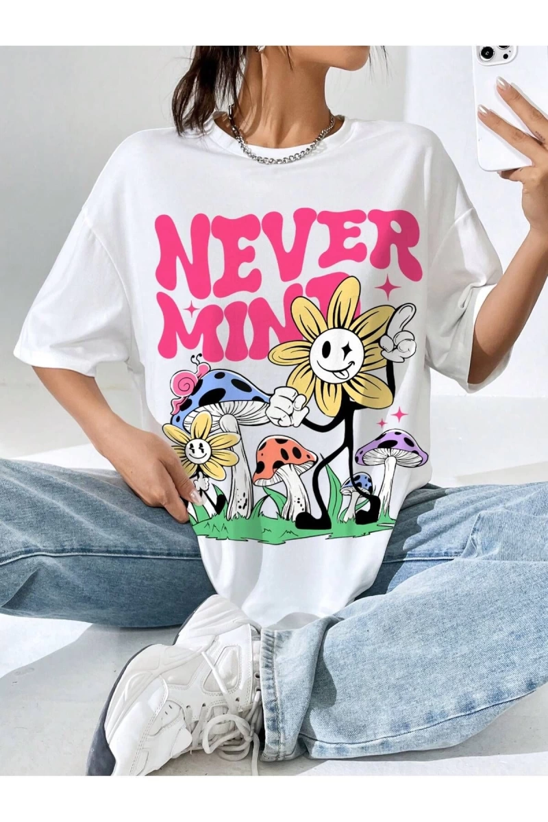 Karikatür ve Grafik tasarım Oversize T-shirt Cartoon/Letter serisi kod129