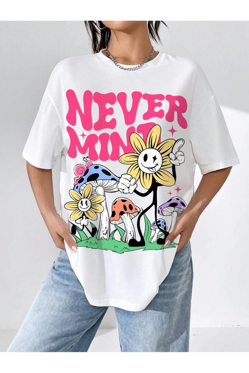 Karikatür ve Grafik tasarım Oversize T-shirt Cartoon/Letter serisi kod129